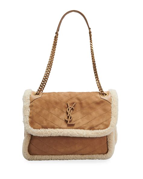 YSL shearling shoulder bag